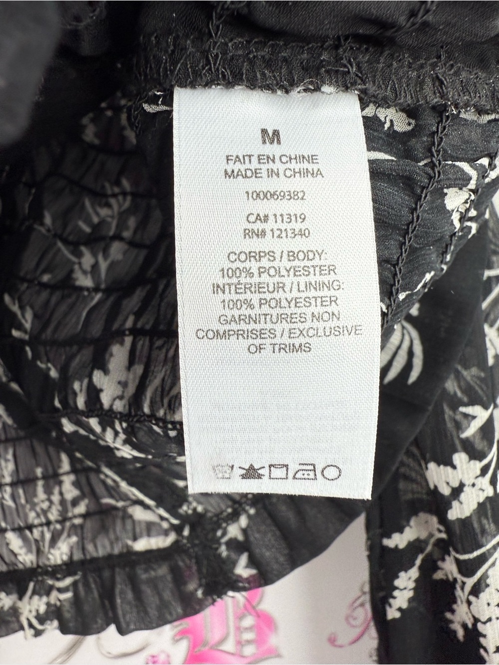 Dynamite blouse shirt smocked Black Floral Smocked Long-Sleeve Blouse - Picture 7 of 10